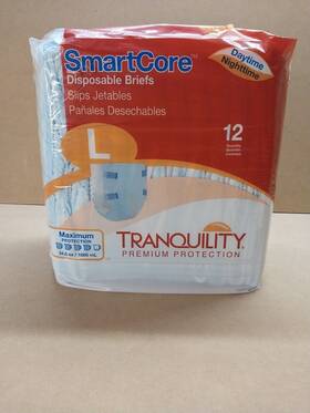 Tranquility 070319023120 Smartcore Adult Diapers Large Pack Of 12 Disposable Briefs New
