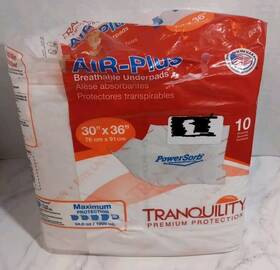Tranquility 070319027104 Air-plus Breathable Underpads 30 Inch X36 Pack Of 10 New