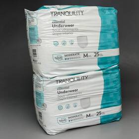Tranquility 070319029757 Essential Underwear 25 Count- Heavy Medium 34-48in White