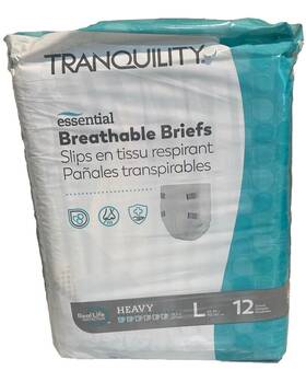 2746 Tranquility Essential Breathable Briefs-size L Heavy 12 Count Package