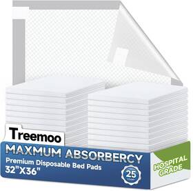Treemoo 445039255237 Bed Pads Disposable Adult Hospital Grade - 32 Inch X 36 Premium Ultra Absorbent And