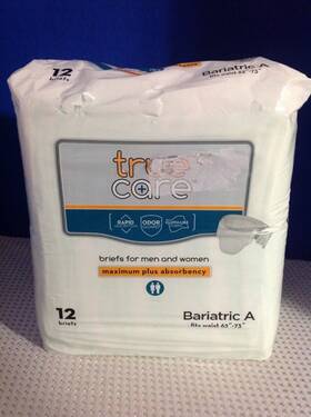 True Care 090891248384 Incontinence Briefs For Men And Women - 12 Size Bariatric A