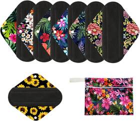 Tuoting 445042247205 7pcs/set Reusable Menstrual Pads Including 1pc Mini Wet Bag 6pcs Bamboo Charcoa