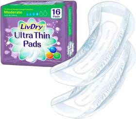Tye Medical 445045194100 Livdry Incontinence Ultra Thin Pads For Women Leak Protection And Odor Control