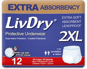 Liv012xxl Tye Medical Livdry S-xxxl Adult Diapers For Men And Women Leak Guard Incontinence Underwear