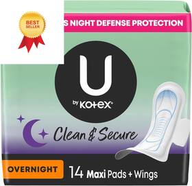 00036000465952 U By Kotex Maxi Pads With Wings Clean And Secure 14 Count Pack Of 1