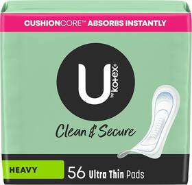 00036000532579 U By Kotex Ultra Thin Pads Clean And Secure Heavy 56 Count Pack Of 1