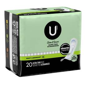 U By Kotex 036000039009 Clean And Secure Ultra Thin Pads Heavy Absorbency 20 Count Pack Of 5