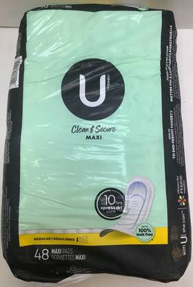U By Kotex 036000472400 Clean And Secure Maxi Pads Regular 192 Total Free Shipping