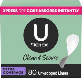 10036000110675 U By Kotex Panty Liners Clean And Secure Light Absorbency Extra Coverage