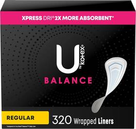 10036000424932 U By Kotex Balance Wrapped Panty Liners Regular Length 320 Count One Size