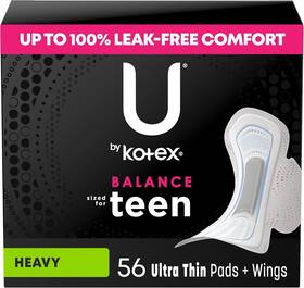 10036000517528 U By Kotex Balance Sized For Teens Ultra Thin Pads With Heavy Absorbency