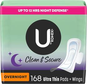 10036000536321 U By Kotex Clean And Secure Ultra Thin Overnight Pads With 28 Count Pack Of 6