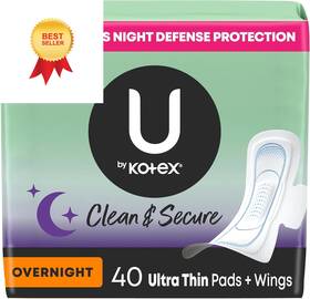 10036000555834 U By Kotex Ultra Thin Pads With Wings Clean And Secure Overnight