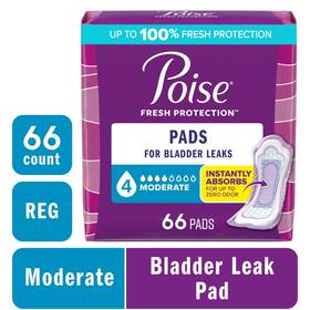 Un Brand 313027035093 Incontinence Pads For Women 4 Drop Moderate Absorbency Regular Length 66 Coun