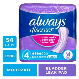 Un Brand 313111427445 Incontinence Pads For Women Moderate Long 54 Count