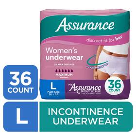 Un Brand 445018733718 Womens Incontinence And Postpartum Underwear L Maximum Absorbency 36 Count
