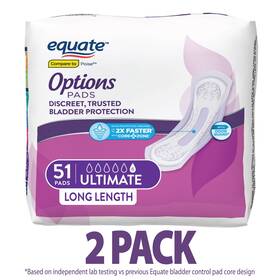 Un Brand 445025669666 2pk Womens Incontinence Pads Ultimate Absorbency Unscented Long Length 102