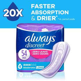 Un Brand 445026296212 Incontinence Pads For Women Moderate Long 54 Count