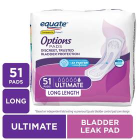 Un Brand 744760008417 Options Womens Incontinence Pads Ultimate Absorbency Long Length 51 Count