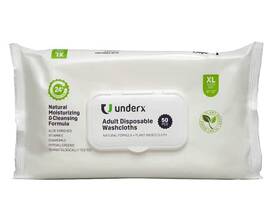 Underx 860007249501 Disposable Washcloths - Body Cleansing Wipes For Adults Enriched With Aloe