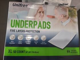Unifree 744759431042 Disposable Underpads Bed Pads Incontinence Pad Super Absorbent 50 C