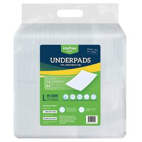 Unifree 851937005558 Disposable Underpads Bed Pads Incontinence Pad Super Absorbent 88 Count