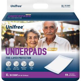 Unifree 851937005695 Premium Disposable Underpads Bed Pads Incontinence Anti-slip Back Sup