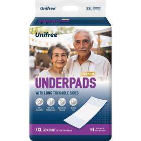 Unifree 851937005701 Premium Disposable Underpads Tuckable Bedpads Incontinence Pads With Tuck-i