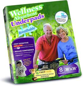 Unique Wellness 653341229045 Absorbent Under Pads 8 Count Made With Incontek Technology
