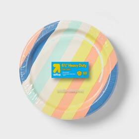 Up&up 041594495353 Disposable 7 Inch Stripes Plates 60ct