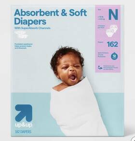 87990505 Up&up Disposable Diapers - Newborn Size 162ct