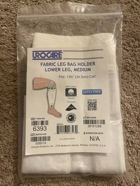 6393 Urocare Catheter Foley Lower Leg Bag Holder Medium Cotton Blend Fabric New Old Stock