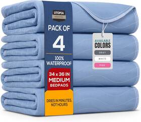 Utopia Bedding 313099819881 Washable Underpads 34 Inch X 36 Pack Of 4 Waterproof Reusable