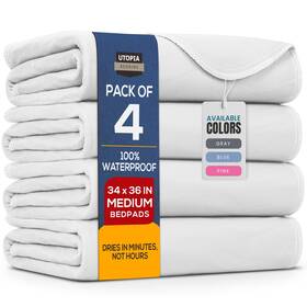 Ub1327 Utopia Bedding Washable Underpads 34 Inch X 36 Pack Of 4 Waterproof Reusable Heavy Absorbenc