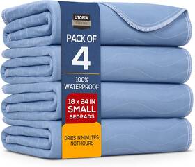 Ub2395 Utopia Bedding Washable Underpads 18 Inch X 24 Pack Of 4 Waterproof Reusable Hea