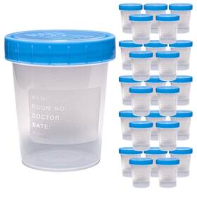 Vakly 647679162983 Specimen Cups With Leak Proof Screw On Lids - 4oz Pack Of 25 Clear Non-ster