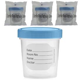 Vakly 810077218396 Sterile Specimen Cups Individually Bagged With Lids 3 Count 4 Oz Clear Urine