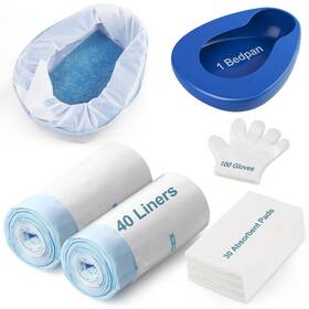Varlty 707876458682 Bed Pan Set Includes 30 Super Absorbent Pads 40 Disposable Liners And 100 These
