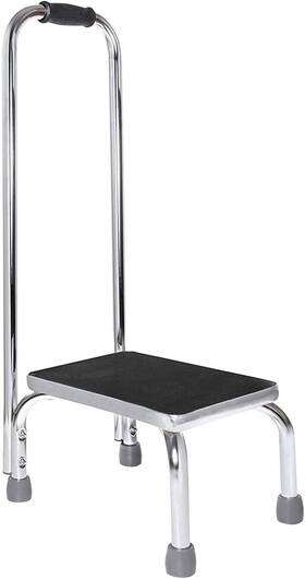 Vaunn Medical 856964007469 Heavy Duty Step Foot Stool Steel With Handle Non Slip Rubber Platform