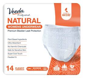 Veeda 810462022935 Natural Adult Incontinence Underwear For Women - Postpartum Bla