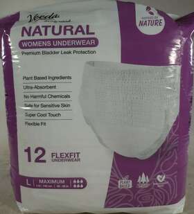 Veeda 810462022959 Natural Womens Underwear 12ct L Maximum Protection