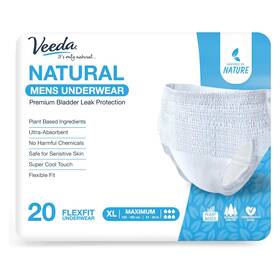 Veeda 810462023291 Natural Incontinence Underwear For Men Maximum Absorbency Xl 20 Count