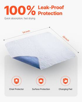 Vevor 197988127505 Washable Underpads 34 Inch X36 Incontinence Bed Pads For Sofa Mattress 10 Pack