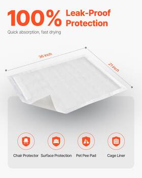 Vevor 197988129592 Disposable Underpads 21 Inch X36 Incontinence Bed Pads For Sofa Mattress 48 Pack