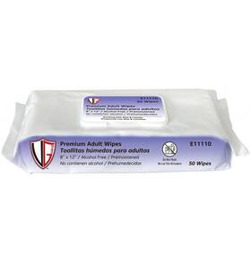 Vguard 810052976990 Premium Adult Wipes - Extra Large Unscented Non-woven Fabric 8 X 12 Inch