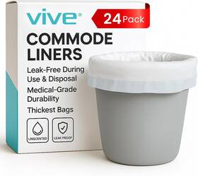 Vive Health 313106570569 Commode Liners For Bedside Toilet Chair Bucket Bedpan 24 Pack - Caregive