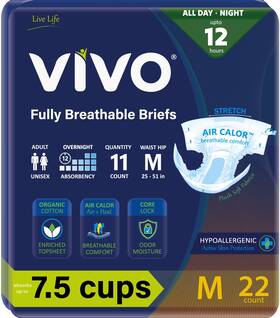 Vivo M2-vbo12-dme-22 Organic Cotton Overnight Sensitive Skin Adult Incontinence Diaper Briefs
