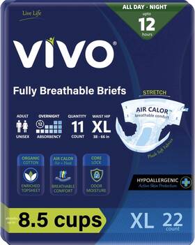 M2-vbo12-dxl-22 Vivo Xl 22 Organic Cotton Overnight Sensitive Adult Incontinence Diaper Briefs
