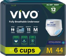 M2-vbo12-pme-44 Vivo 44 Count Organic Cotton Sensitive Skin Overnight Adult Incontinence Pullup